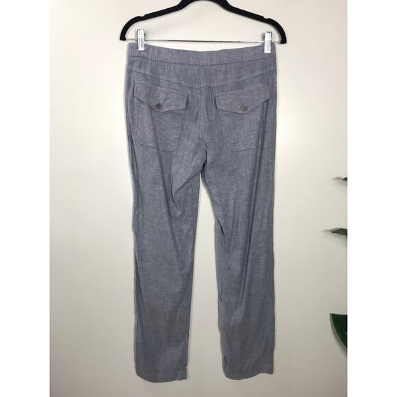 Theory Northsound Tierra Wash Linen Blend Pants Blue Cropped Pockets Lightweight - Picture 5 of 8
